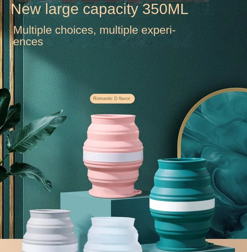Portable Silicone Foldable Cup With Lanyard Heat Resistant Collapsible Cups Lid Folding Storage Travel Mug For Hot Water