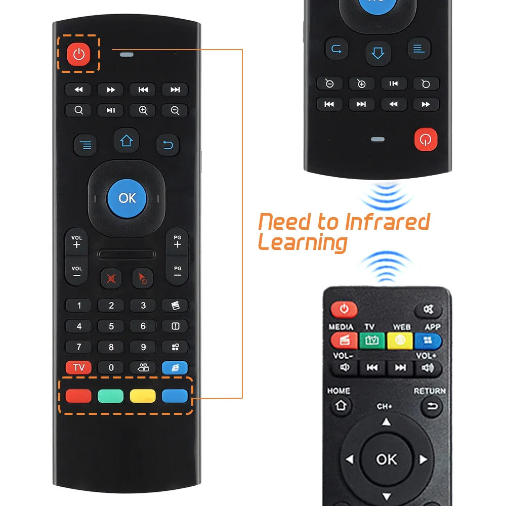 2.4GHz Wireless MX3 Air Mouse Mini Keyboard Voice Backlit Remote Control IR Learning Remote Control for PC Android TV Box
