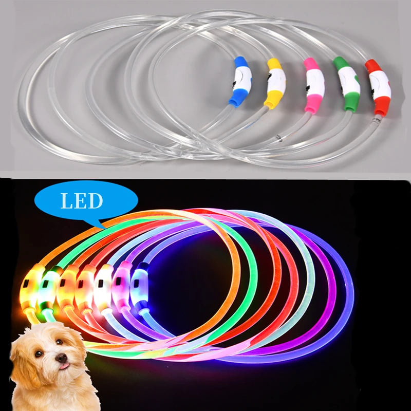 USB Rechargeable LED Luminous Safety Dog Collar - Cut-to-Fit