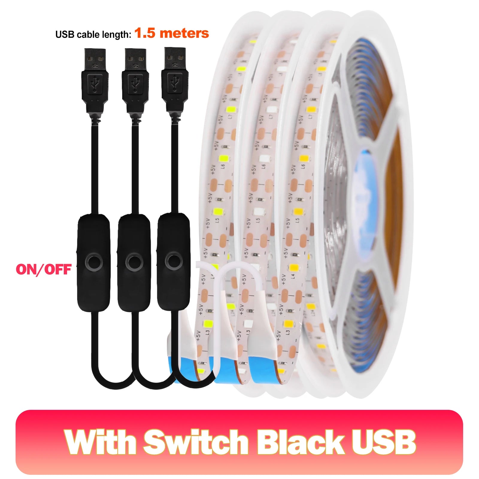 5V USB LED Strip Light Dimmable 2835 SMD Cabinet Night Lighting