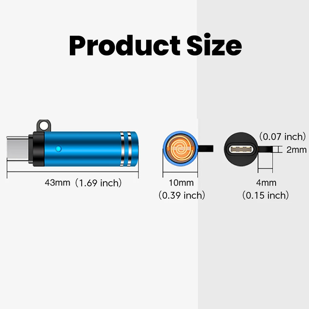 Type-C Mobile Cigarette Lighter Adapter Air Blowing Cigarette Lighter Outdoor Safety Portable Mini Cigarette Lighting Artifact