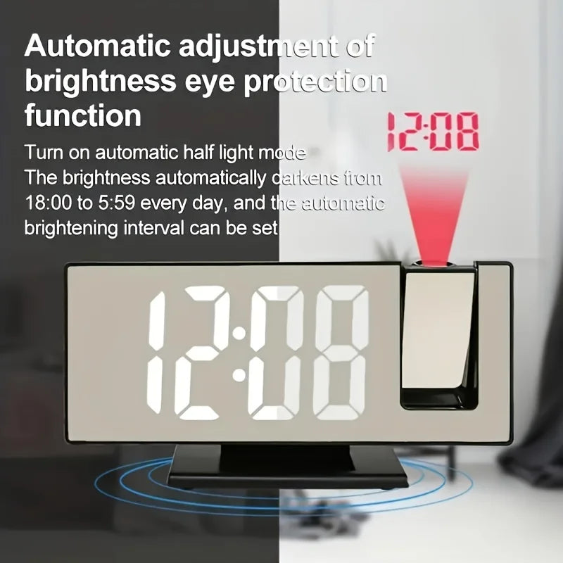 Mirror multifunctional projection alarm clock Intelligent luminous clock Bedroom large screen digital clock wall projection alar