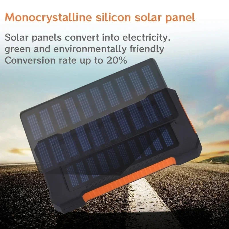 200000mah Solar Power Bank Large Capacity Portable External Battery Fast Charging Silicon Solar Panel Outdoor Essential
