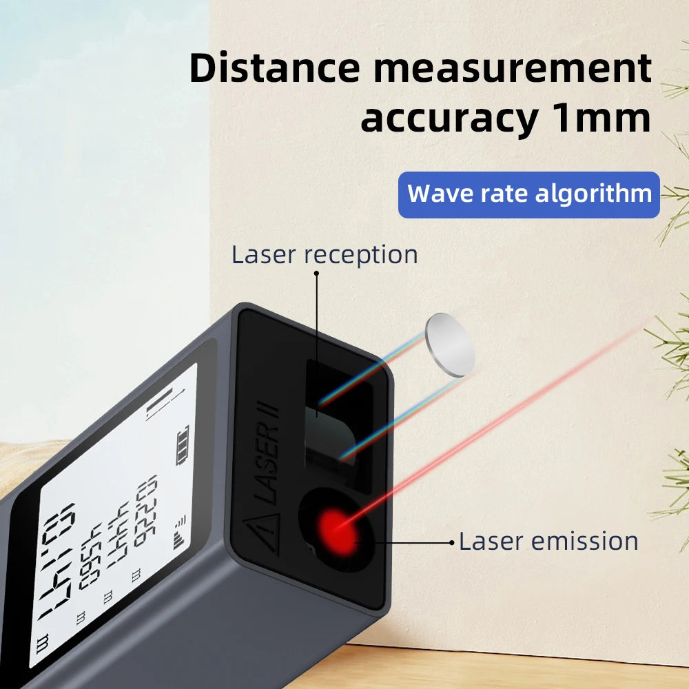 Nohawk Mini Laser Rangefinder Digital Tape Measure Ruler USB Charge Aluminum Alloy Fuselage