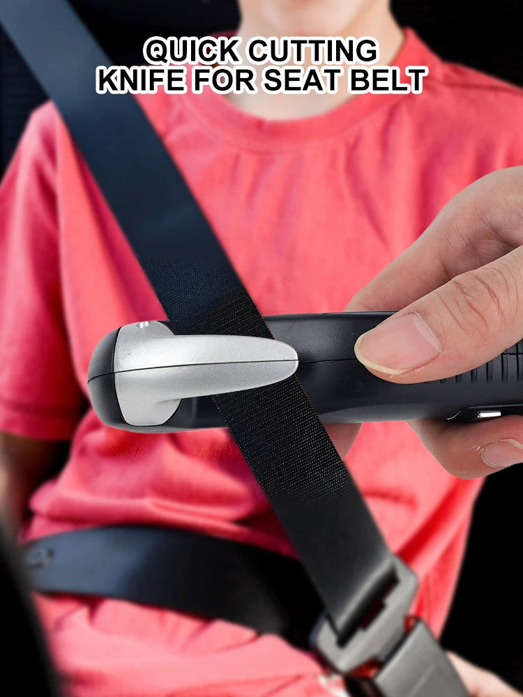 Digital tire pressure gauge, emergency lighting flashlight, car escape hammer, seat belt cutter, multi-functional self-rescue to