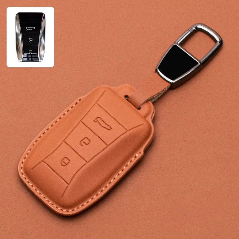Leather for Lotus EMIRA 2023-2024 3 Button Car Key Case ICAR Remote Key Cover Fob Keychain Accessories