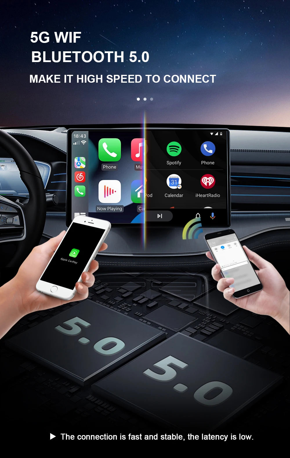 XUDA Android14 Wireless CarPlay/Android Auto 3in1 NEW CarPlay Ai Box  4Cores 4GB RAM+64GB ROM Plug and Play Stable Transmission