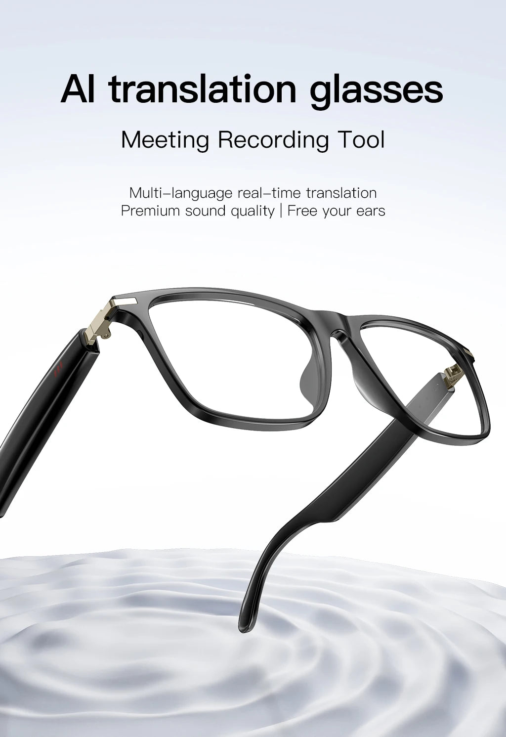 Smart Glasses with AI Translator Bluetooth Glasses Hands-Free Music & Calls Outdoor Sports Headphones for Men and Women