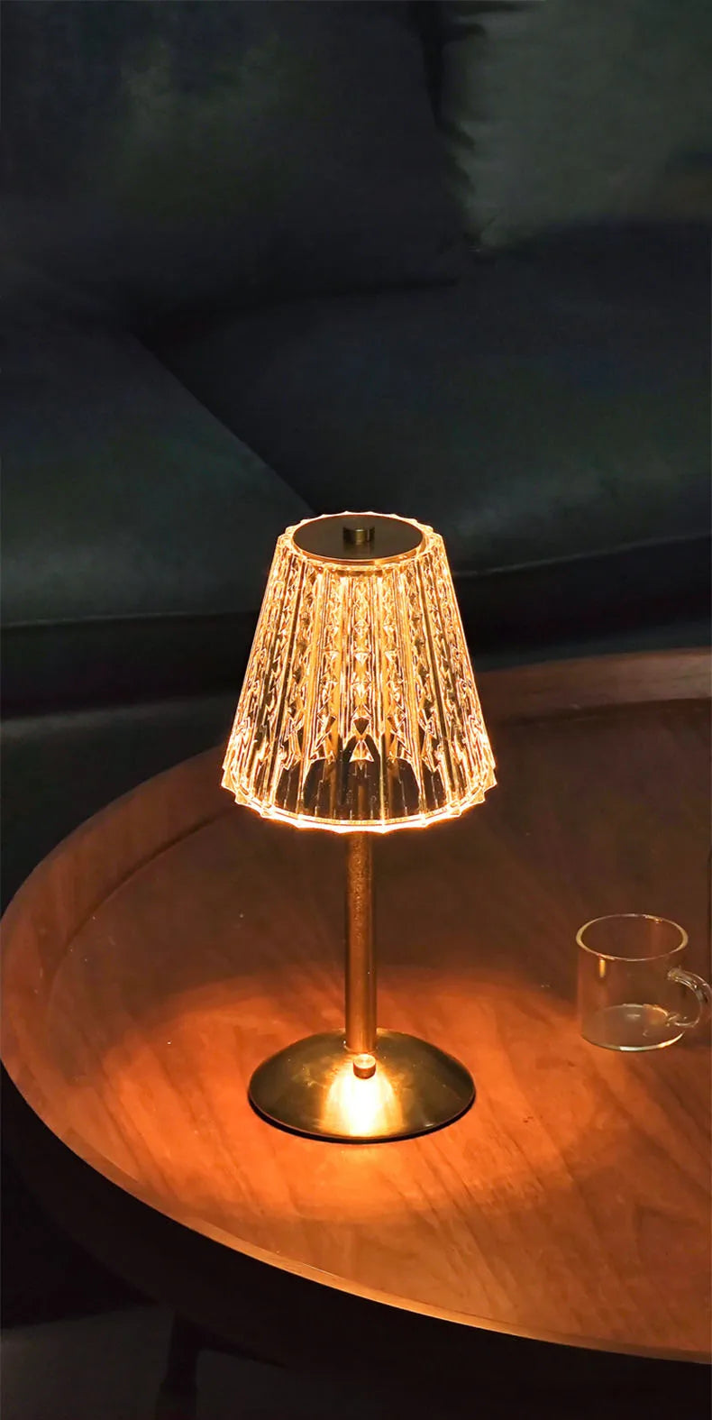 Table lamp bedroom, bedside lamp light luxury diamond crystal lamp high-end atmosphere lamp charging touch small night lamp
