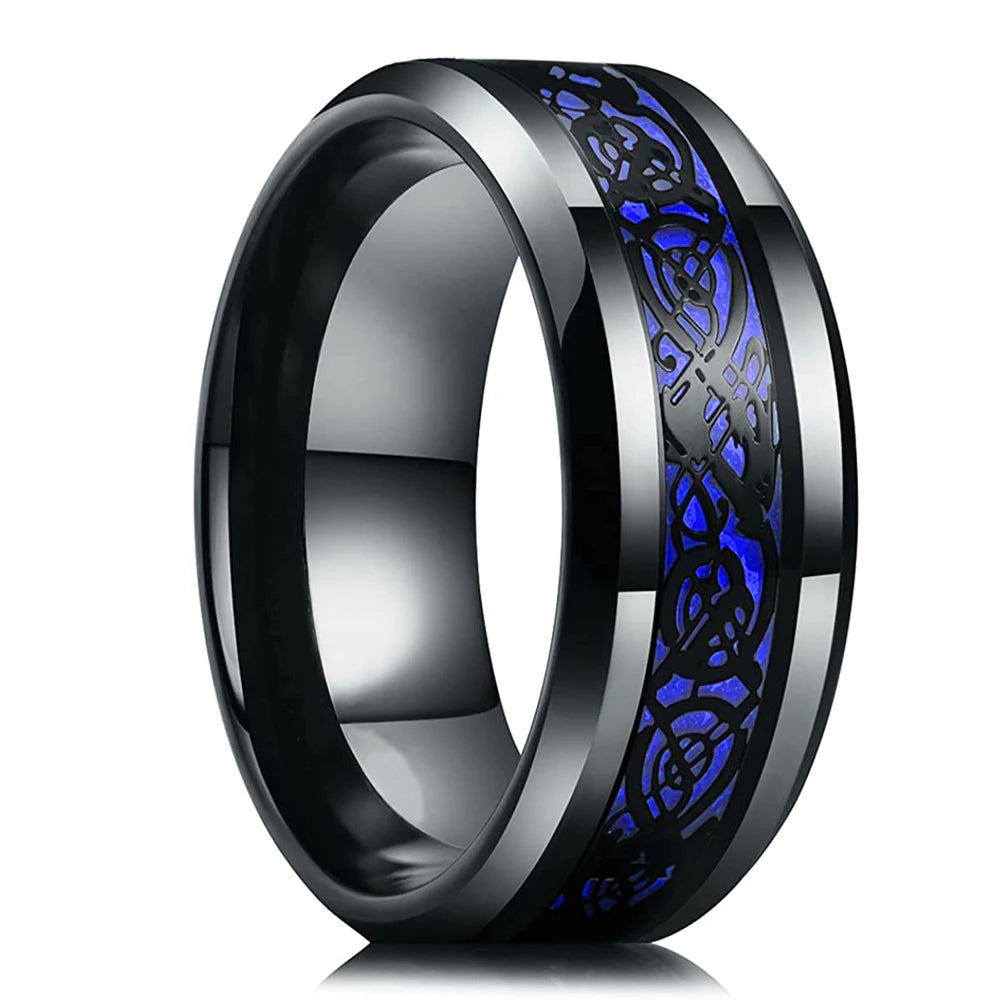 8mm Brushed Stainless Steel Step Edge Ring Multi-Color Collection
