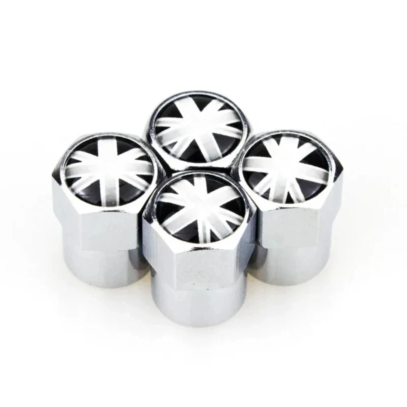 4Pcs UK Flag Car Wheel Tire Stem Air Valve Caps Covers For MINI COOPER S JCW F55 F56 R55 R56 R60 F60 Exterior Auto Accessories