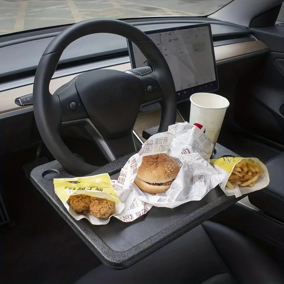 Advanced Versatile Car Steering Wheel Tray - Versatile Portable Table for Eating, Working, and Storage, Suitable for Most Cars