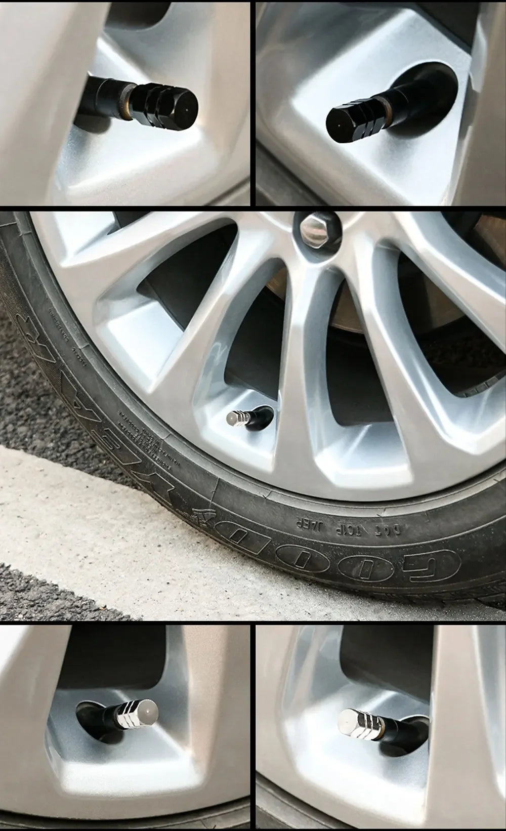 Aluminum Alloy Car Tire Valve Caps Airdust Waterproof Tyre Rim Stem Cover for Automobiles Motorcycles Bikes 4Pcs