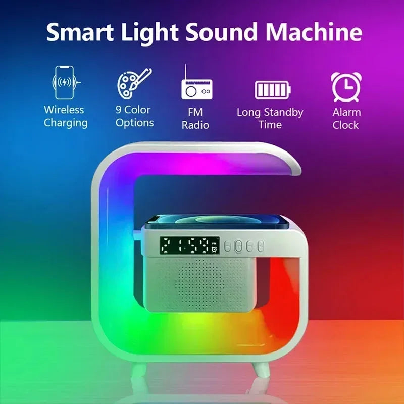 Bluetooth Wireless FM TF Speaker Phone Wireless Charger RGB Light for iPhone Samsung Xiaomi Fast Charging Home Portable Speakers