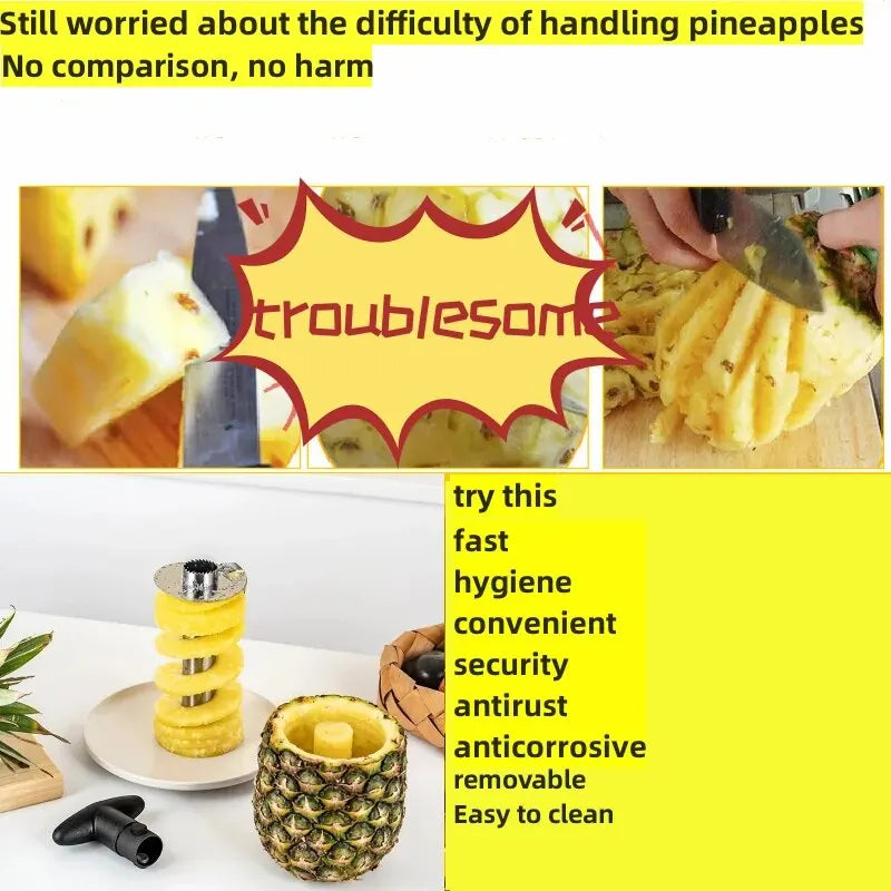 1pc Fatiador de Ananás Descascador Descaroçador Aço Inoxidável Ferramentas de Fruta Utensílios de Cozinha Acessórios de Cozinha Gadgets de Cozinha