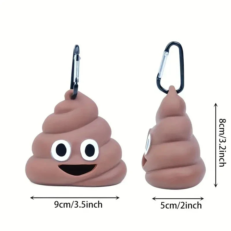 Portable Poop-Shaped Pet Waste Bag Dispenser with Leash Clip