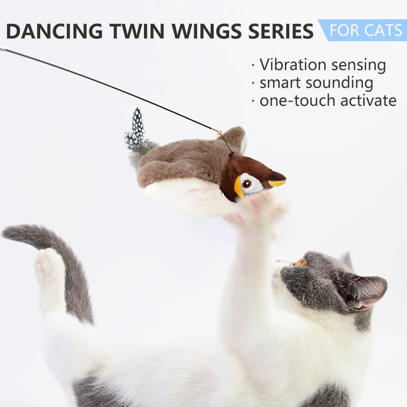 Interactive Flapping Bird Cat Toy with Catnip & USB Charging
