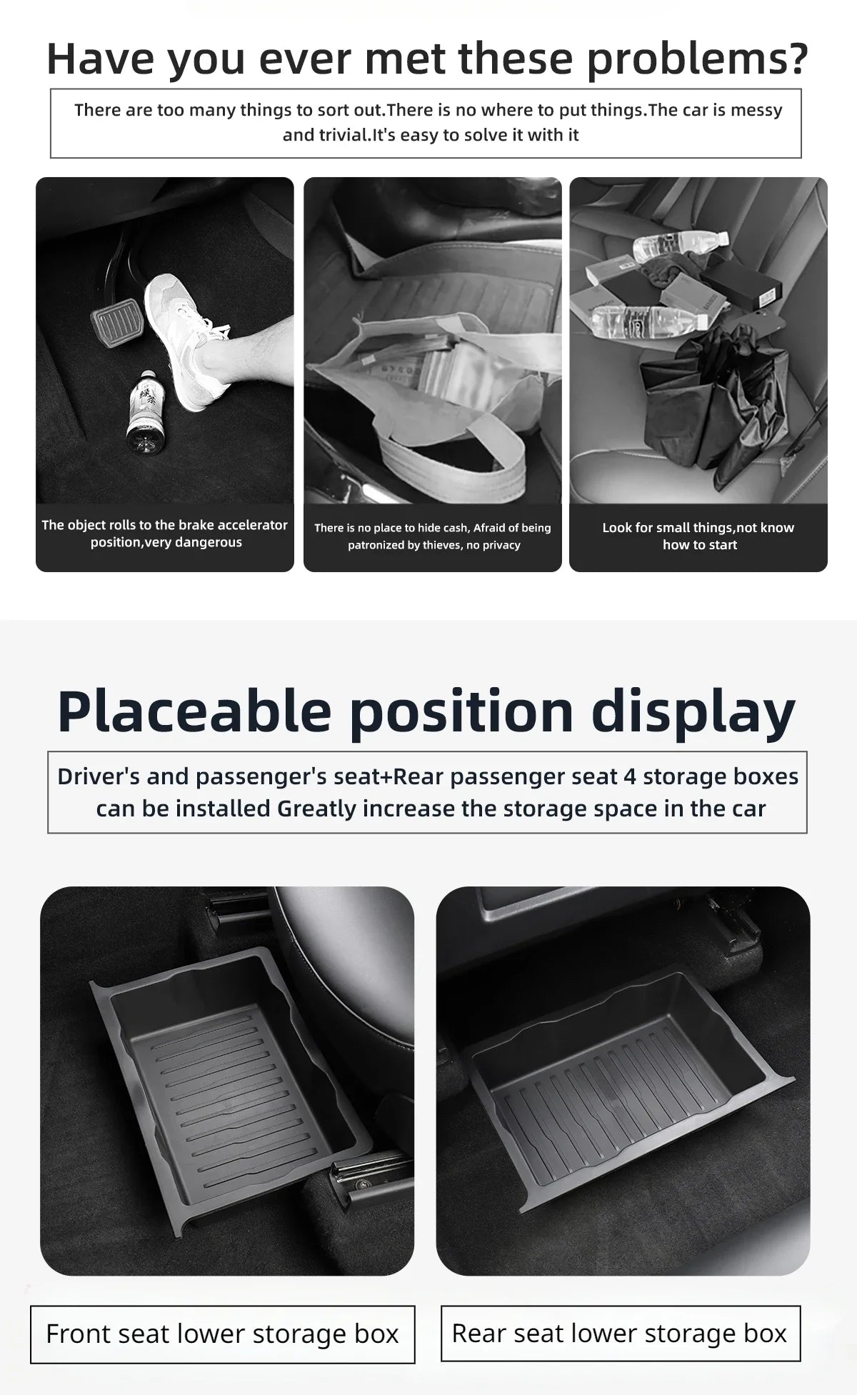 Tesla Model Y 2021-2024 Underseat TPE Hidden Storage Drawer