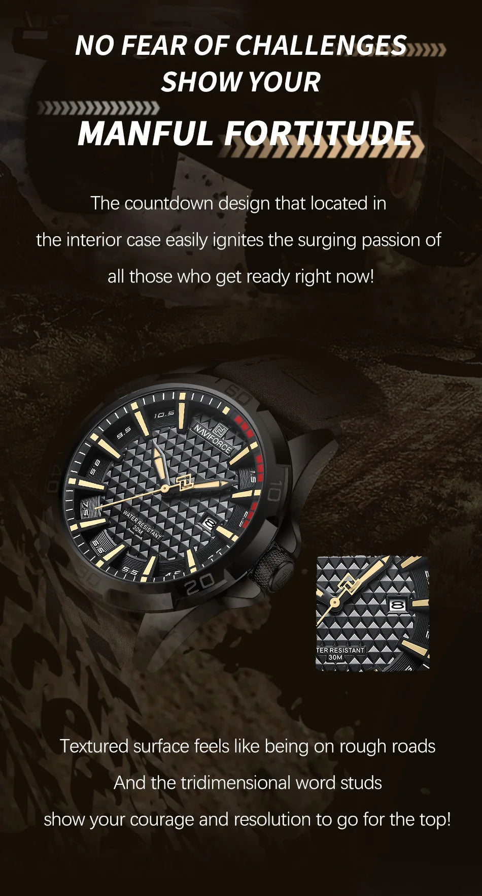 Naviforce NF8023 Quartz Calendar Business Sport Leather Watch