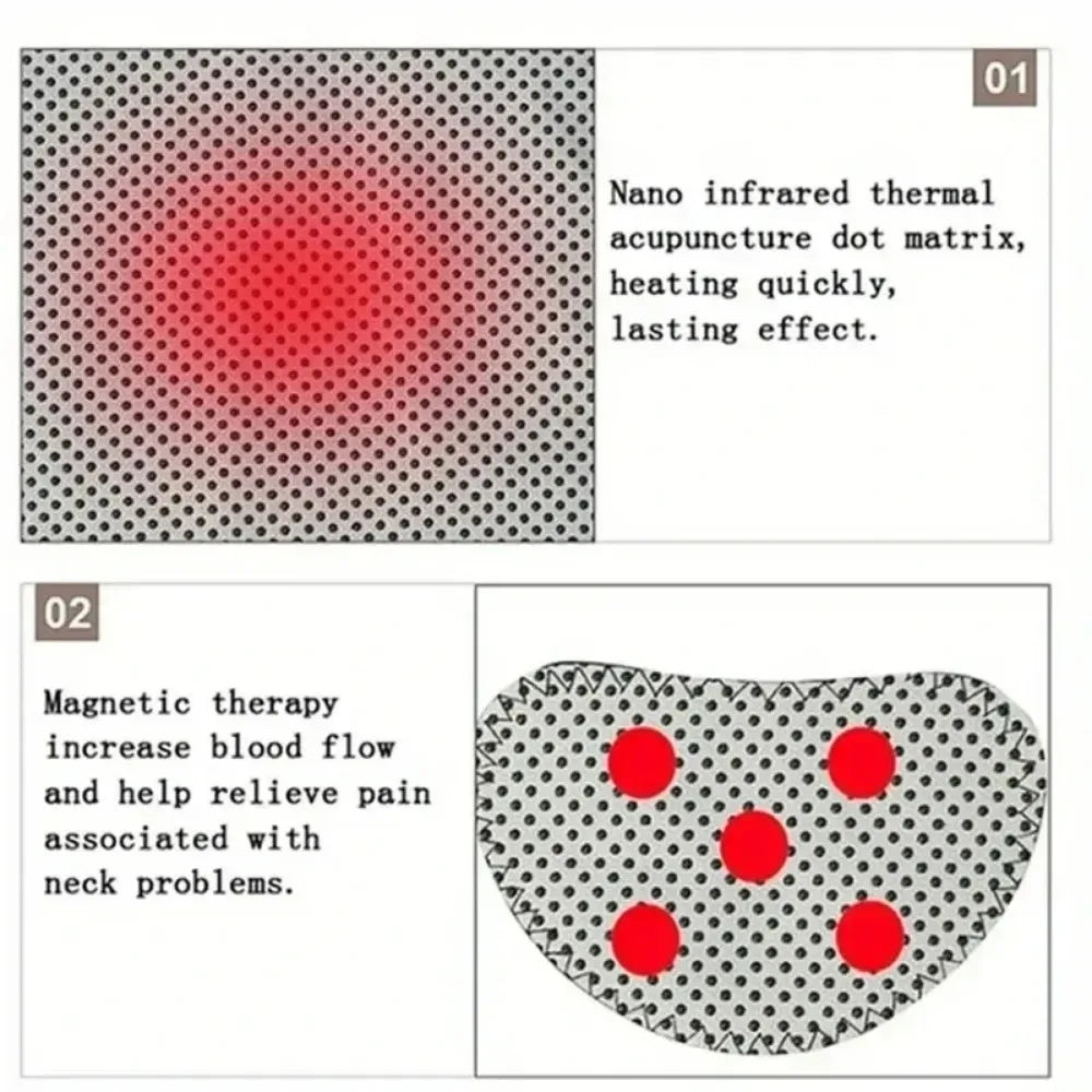 Self-heating neck support frame, equipped with magnetic neck massage function, provides relaxation and warmth without the need