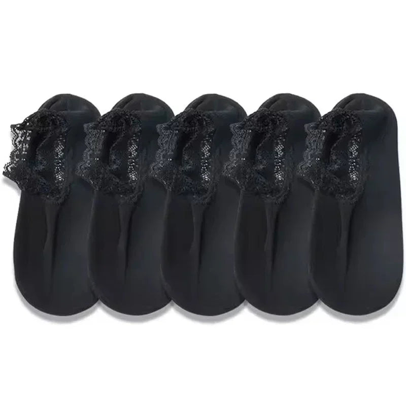 Women's Anti-Slip Thermal Velvet Floor Socks with Lace