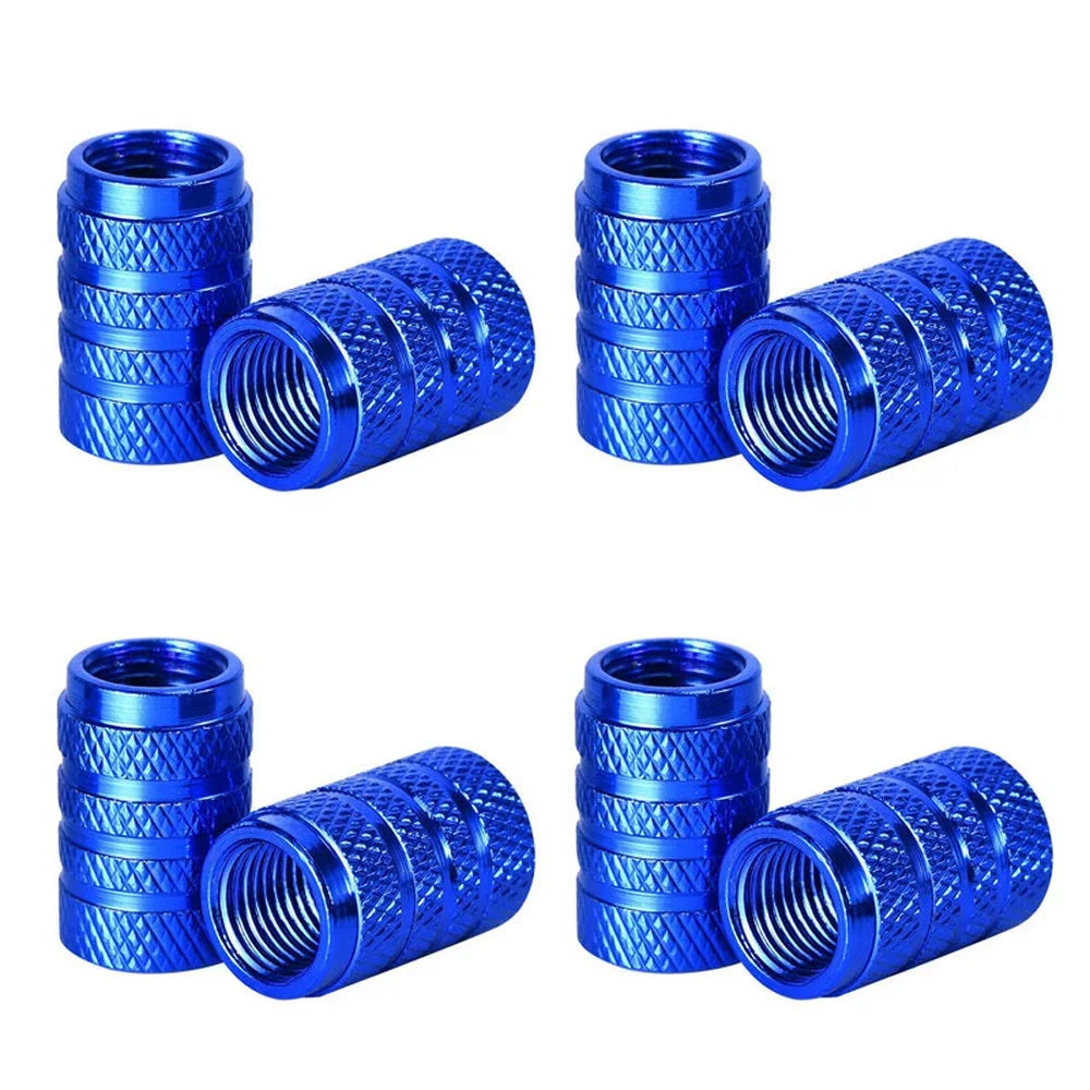 4pcs Knurling Style Tire Valve Caps Aluminum Silver Car Bike Wheel Stem Air Valve Caps Tire Pressure Cap Accessory