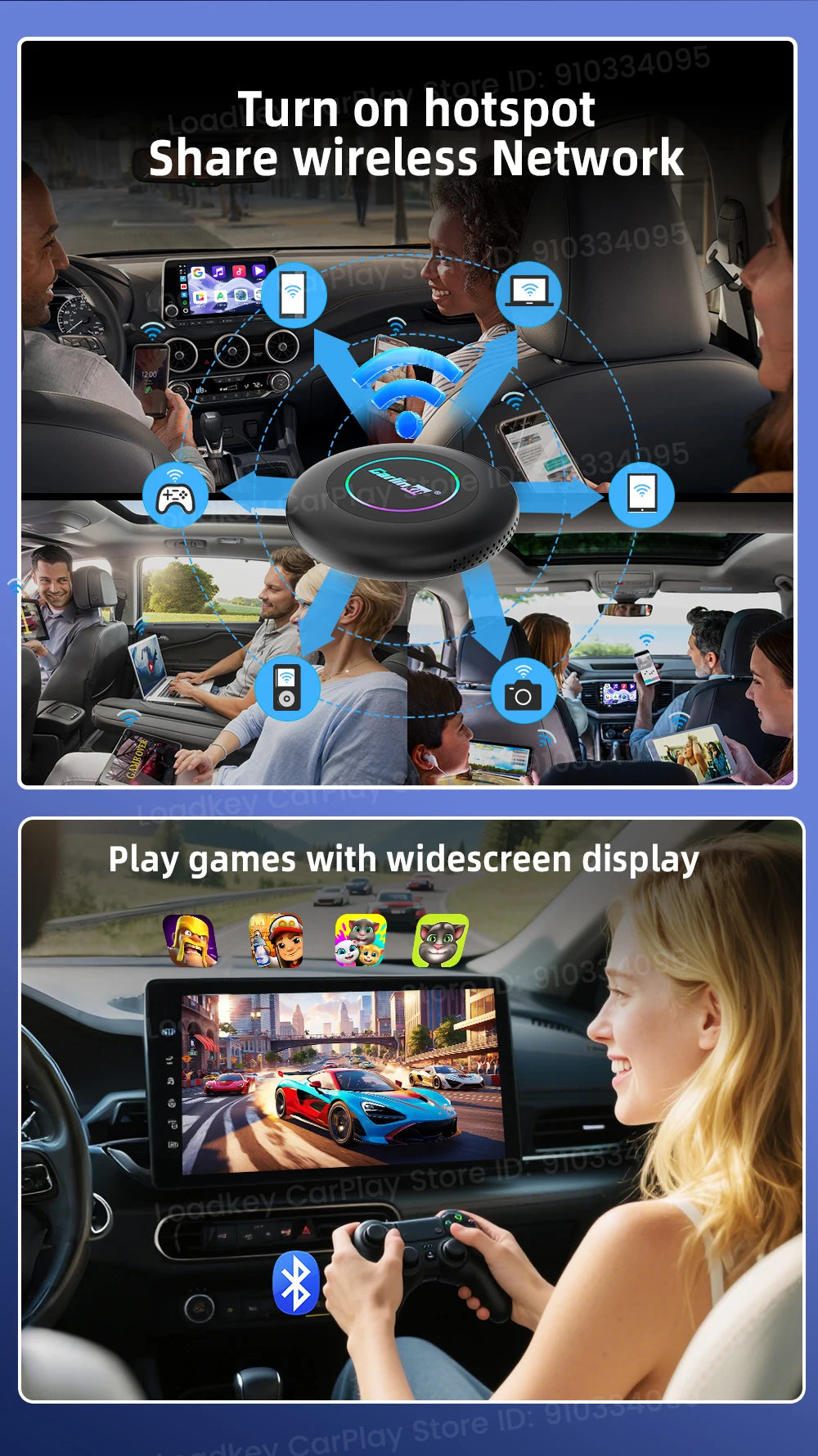 CarlinKit 3 In 1 Android 15 CarPlay Ai Box Wireless Adapter Android Auto Qualcomm SM6350 128GB 8-Core for Youtube Netflix FOTA