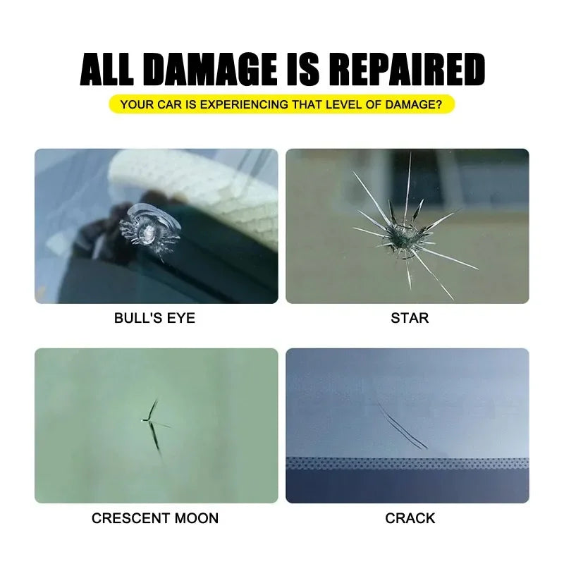 Car Windshield Repair Kit DIY Glue Quick Fix Car Glass Crack Repair Agent Chips Cracks Combined Repair for All Types of Glass