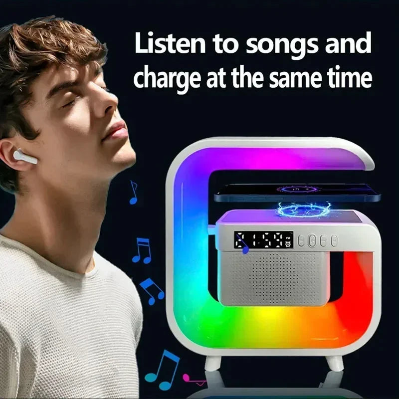 Bluetooth Wireless FM TF Speaker Phone Wireless Charger RGB Light for iPhone Samsung Xiaomi Fast Charging Home Portable Speakers