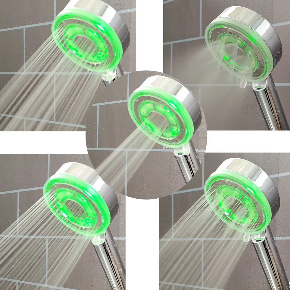 High Pressure 5 Modes LED Shower Head Colors Changes Saving Water Massage Spa Handheld Showerhead Bathroom Accessories
