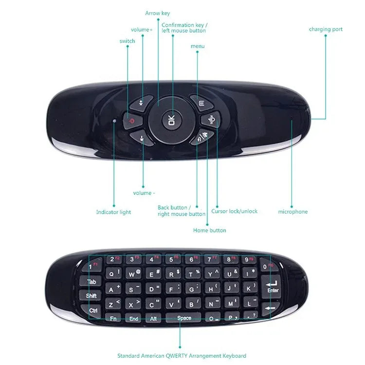 C120 Backlight Air Mouse 2.4G RF Wireless Mini Keyboard Smart Gyroscope Keyboard Remote Control For Android Smart TV Box