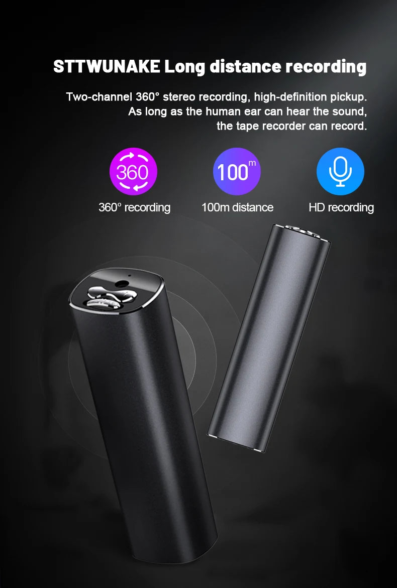 8/16/32G Voice Recorder 600 Hours Dictaphone Audio Sound Mini Recording Activated Digital Micro Flash Magnetic MP3 Player