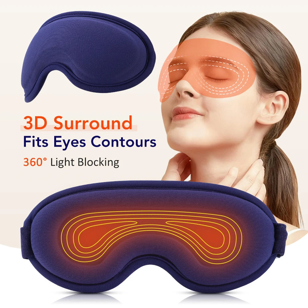 Hot Compress and Massage Eye Mask Electric Heated Eye Massager for Relieve Eye Strain Dark Circles Sleeping Mask Eyeshades