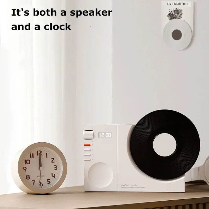 Mini Retro Bluetooth 5.3 Speaker with AUX Playback Wireless Hifi Retro Film Sound Music Box with Clock Display Support TF Card