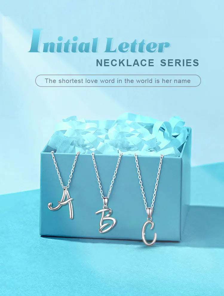 925 Sterling Silver Initial Letter Pendant Necklace