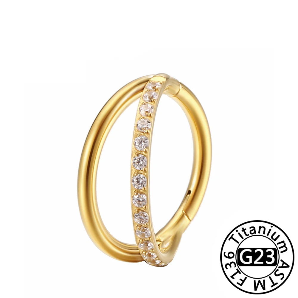 G23 Titanium 16G CZ Hinged Segment Clicker Hoop Piercing