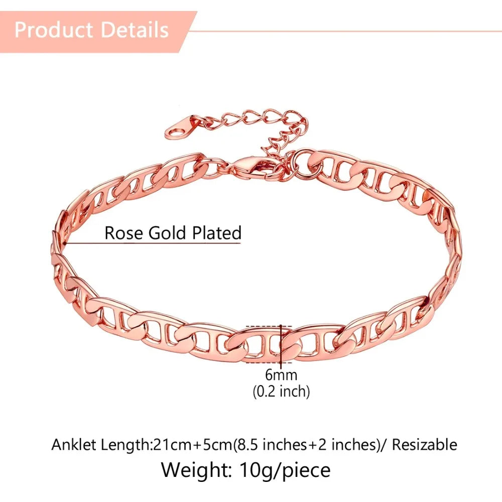 Stainless Steel Multi-Style Anchor and Curb Chain Anklet