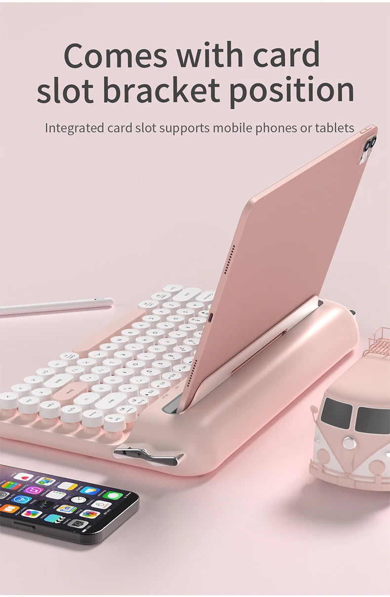 AJAZZ AF84 Wireless BT Portable Keyboard-Retro Punk Typewriter Mechanical Keyboard-Wireless BT Dual-Mode Office Keyboard