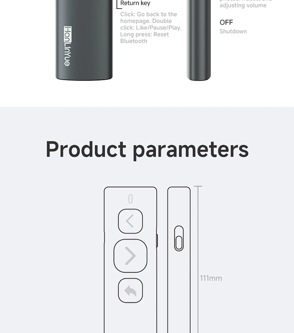Supports IOS Android Bluetooth Page Turner Camera/Music Control Pen Paging Device E-book Reader Swipe Short Video Remote Control