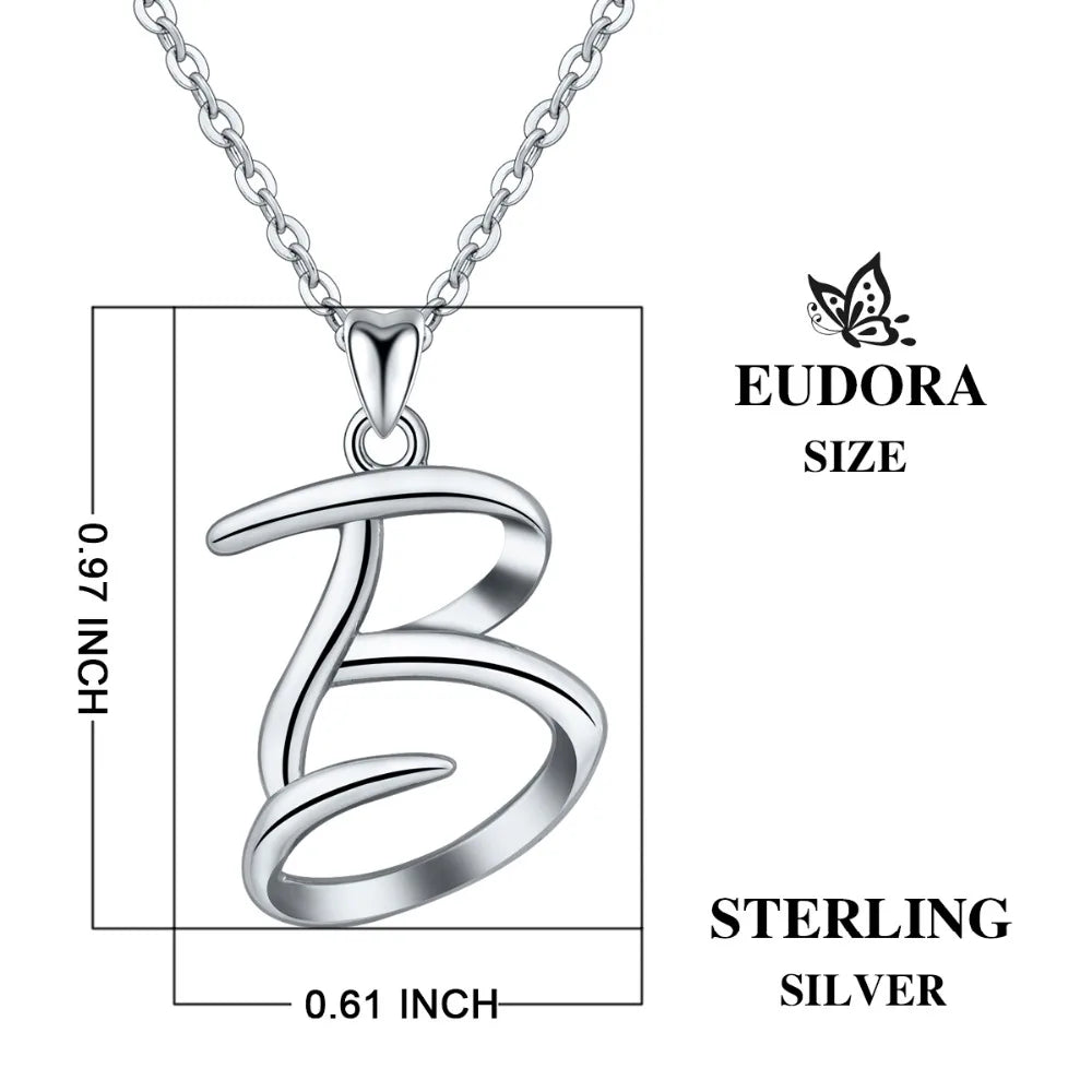 925 Sterling Silver Initial Letter Pendant Necklace