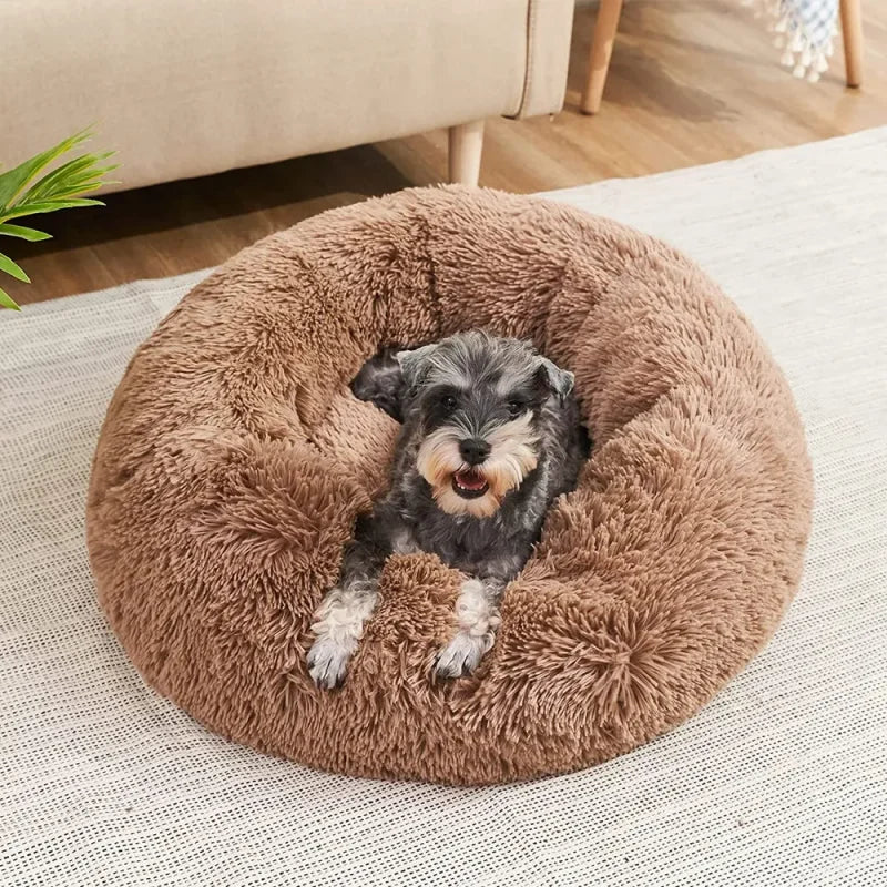 Cama Para Animais De Estimação Super Macia Para Gatos Pelúcia Tamanho Normal Lavável Cama Calmante Cama Donut Artefacto De Dormir Confortável Adequado Para O Inverno