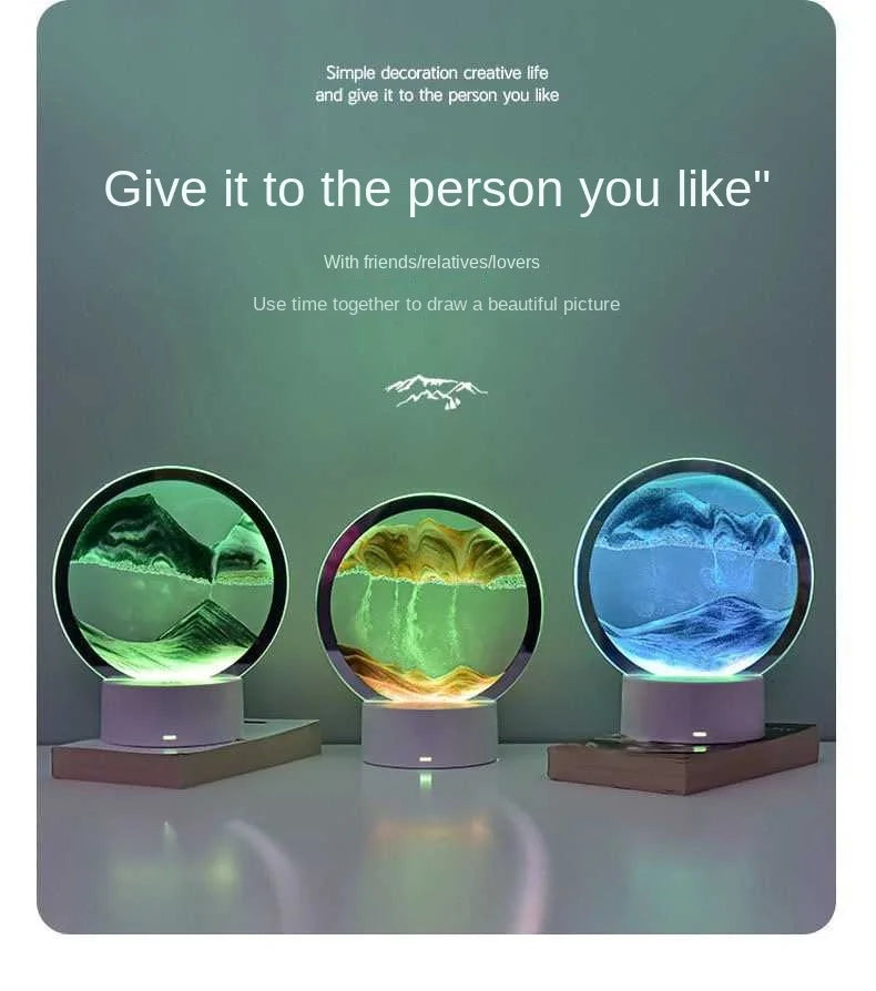 AuraSphere RGB – 3D Moving Sand Art Lamp with 16-Color LED