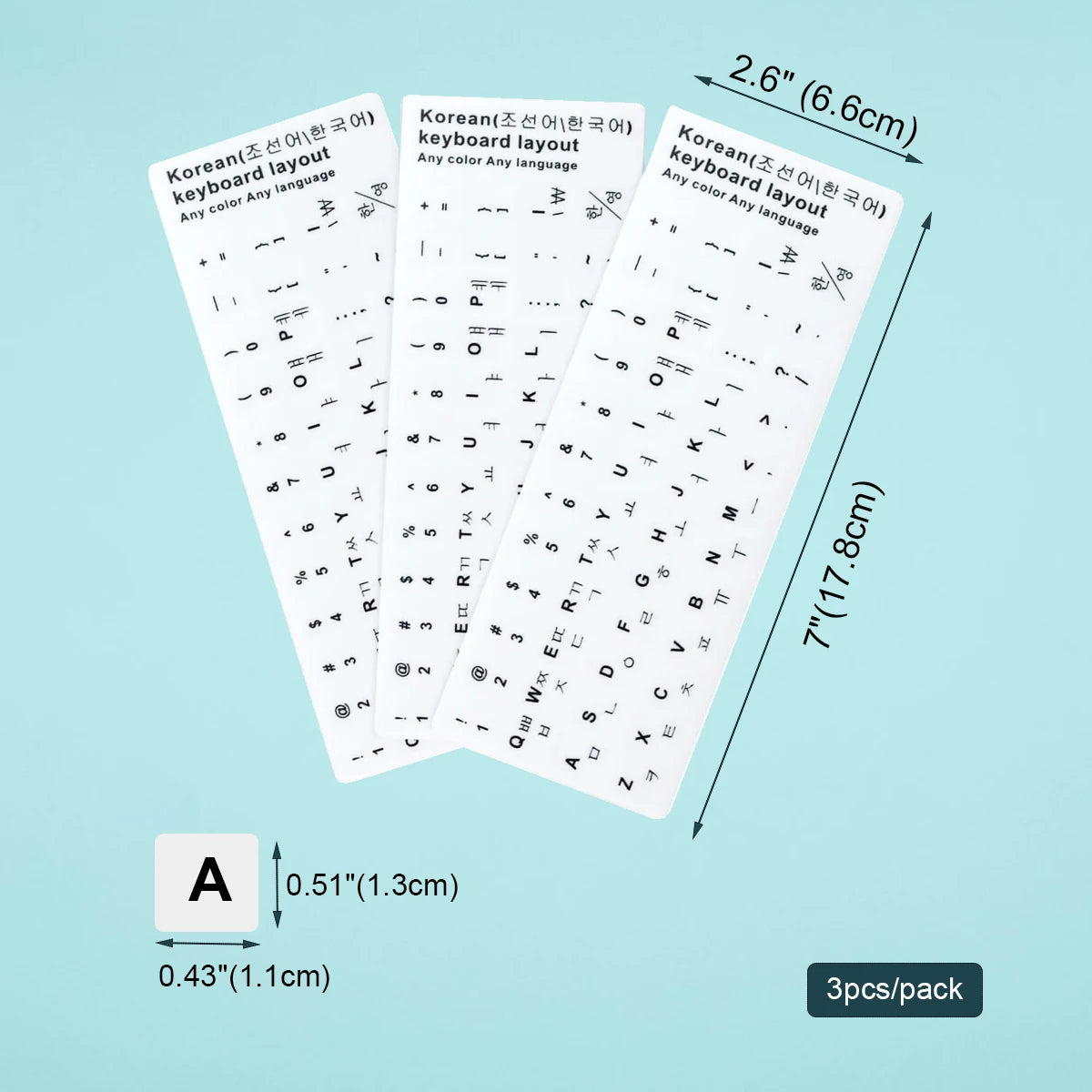 3pcs White Keyboard Sticker for Russia Korean Arabic Spanish Keyboard Replacement, Universal Stickers for Computer