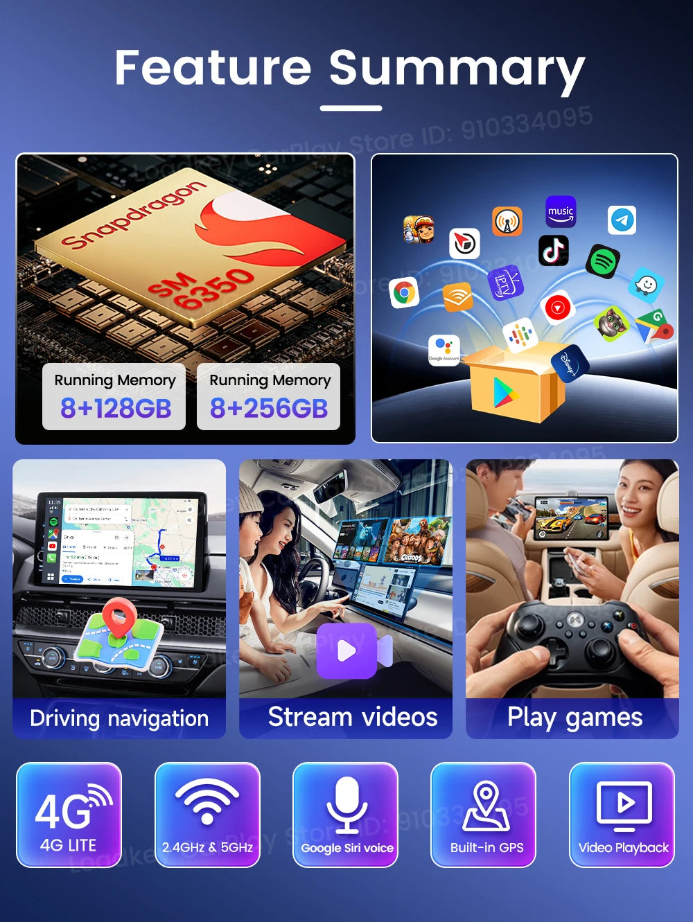 CarlinKit 3 In 1 Android 15 CarPlay Ai Box Wireless Adapter Android Auto Qualcomm SM6350 128GB 8-Core for Youtube Netflix FOTA
