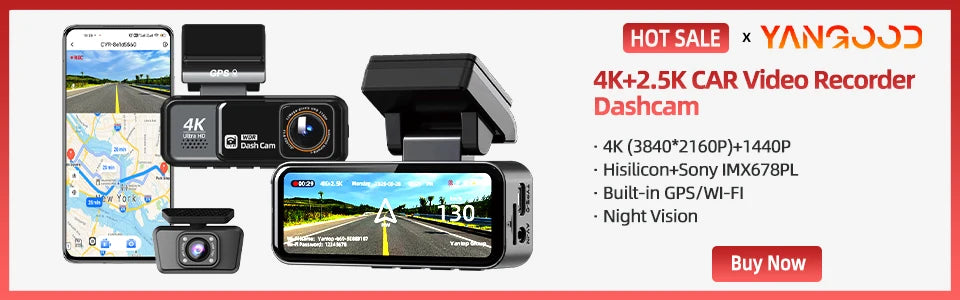 ACCEO Car Dashcam Auto 4K Front Car DVR Night Vision Support GPS and WiFi APP Loop Recording Video Car Recorder 24 Hour Parking