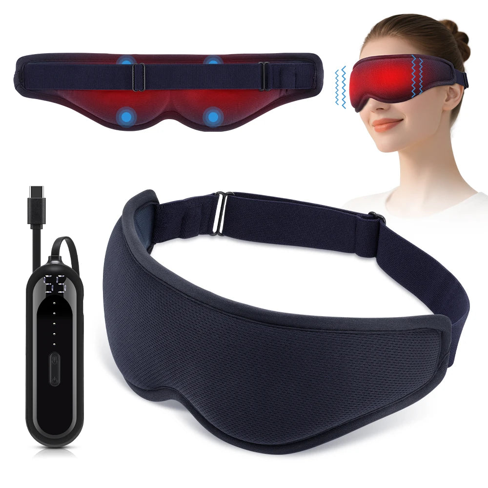 Hot Compress and Massage Eye Mask Electric Heated Eye Massager for Relieve Eye Strain Dark Circles Sleeping Mask Eyeshades