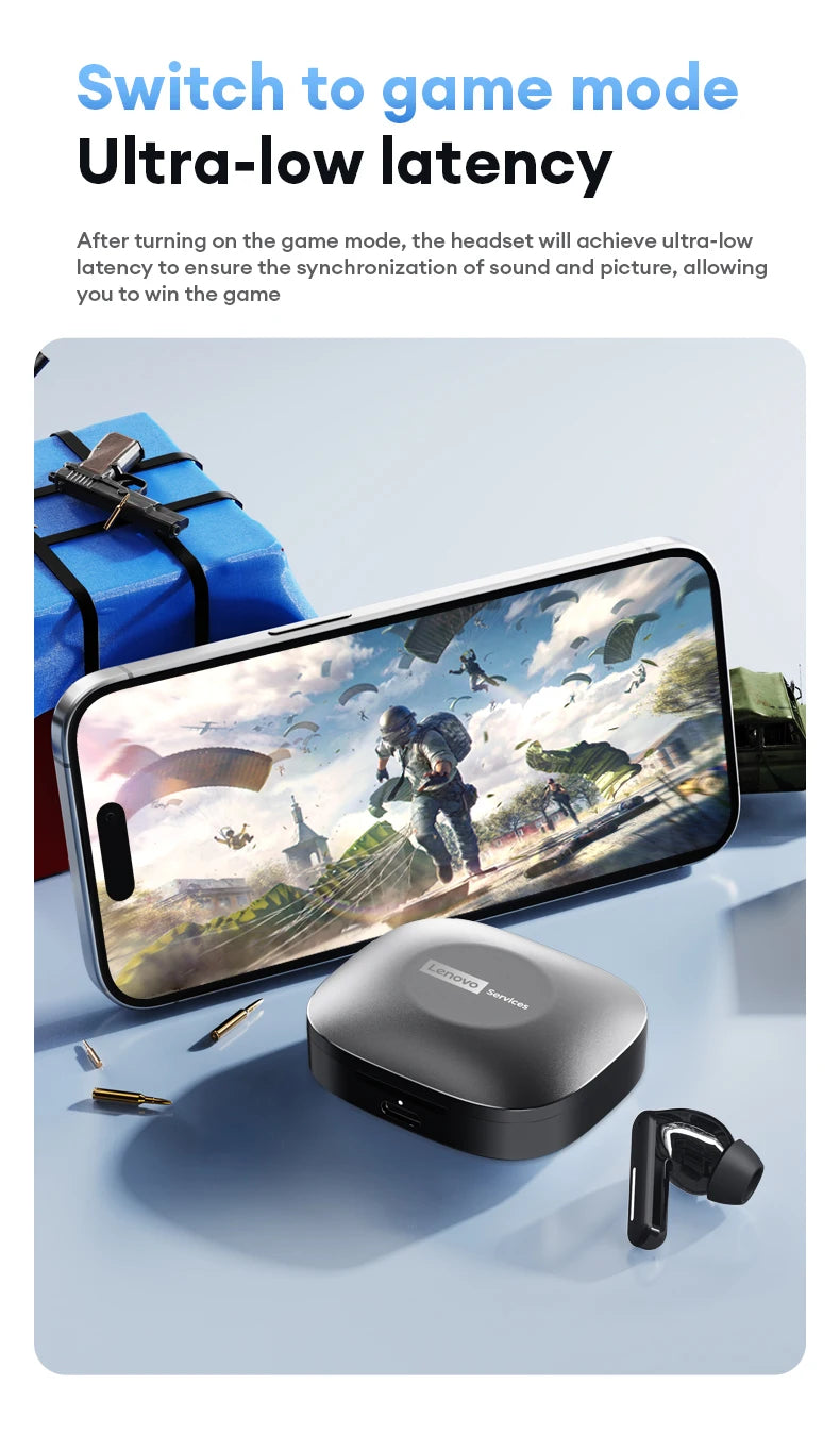 Lenovo LE209 Wireless Bluetooth Earphone ANC Noise Reduction HiFi Music Bluetooth Headphone 30H Battery Life Gaming Headset