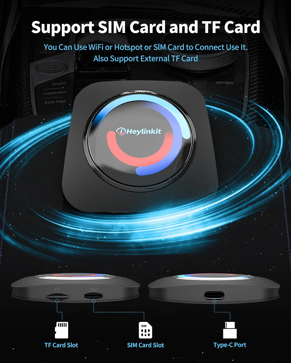 iHeylinkit BW550M Smart Ai Box Android13.0 QCM6125 Wireless CarPlay Adapter Android Auto Support Google Play Video Game Software