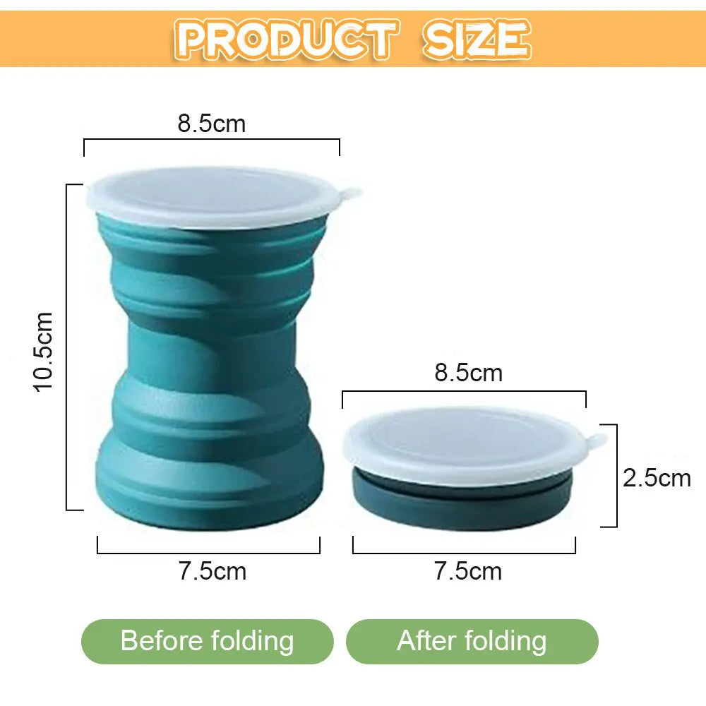 Portable Silicone Foldable Cup With Lanyard Heat Resistant Collapsible Cups Lid Folding Storage Travel Mug For Hot Water