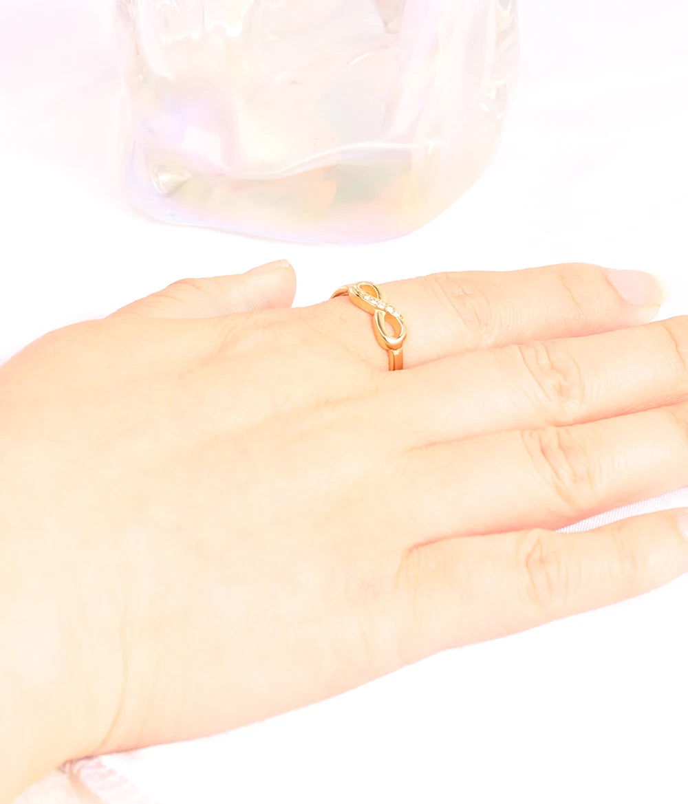 Dainty Infinity Promise Ring Gold / Silver Style CZ Eternal Band